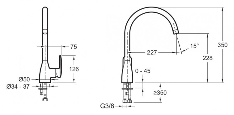 Смеситель для кухни Jacob Delafon Kumin E99477-CP