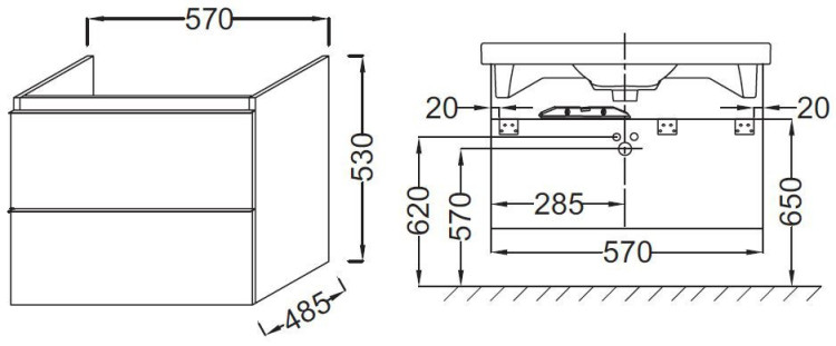 Тумба под раковину Jacob Delafon Odeon Up 60 подвесная