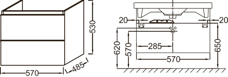 Тумба под раковину Jacob Delafon Odeon Up 60 подвесная