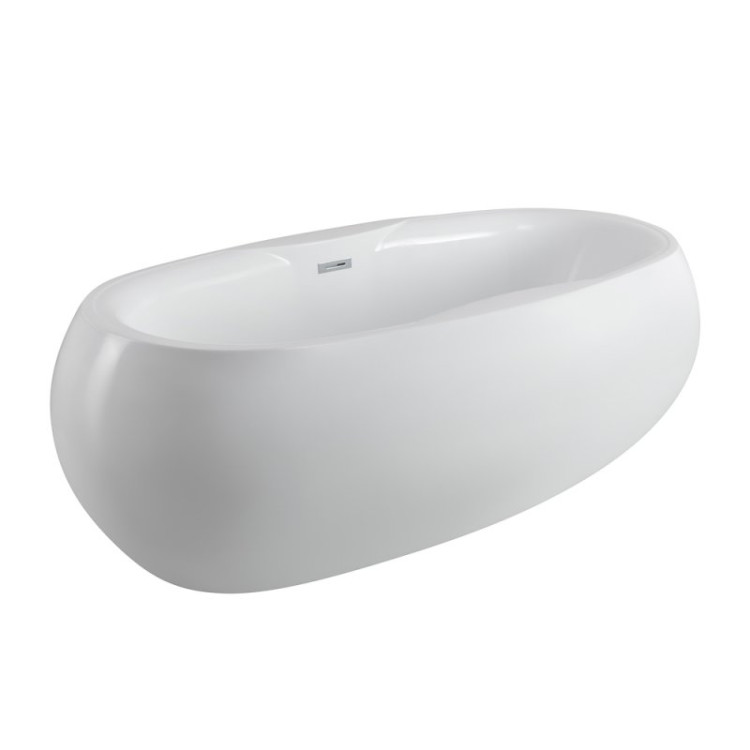 Отдельностоящая, овальная акриловая ванна в комплекте со сливом-переливом цвета хром Cezares BB502-1800-900
