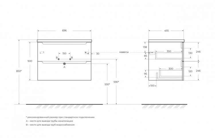 Столешница из керамогранита 716x468x10 BelBagno KEP-70-CEM