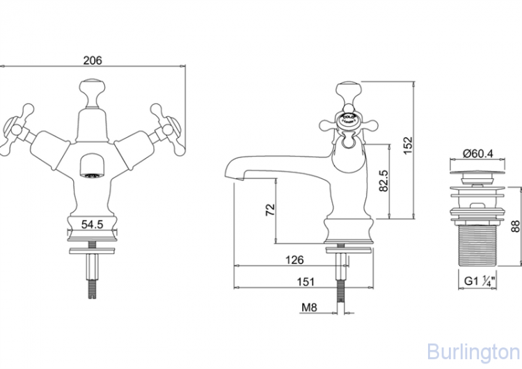 Смеситель для раковины на 1 отверстие Regent, с кнопкой Click-Clack [CLR6]
