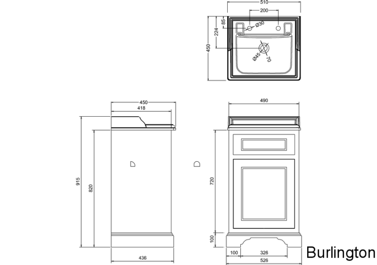 Шкафчик под раковину с распашной дверцей, цвет белый [FC8W + B20]