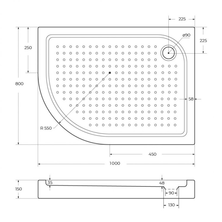 Акриловый поддон BELBAGNO TRAY-BB-RH BelBagno TRAY-BB-RH-120/80-550-15-W-R