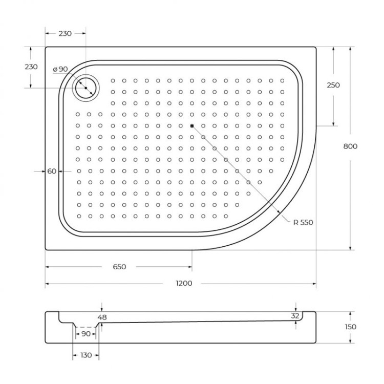 Акриловый поддон BELBAGNO TRAY-BB-RH BelBagno TRAY-BB-RH-120/80-550-15-W-R