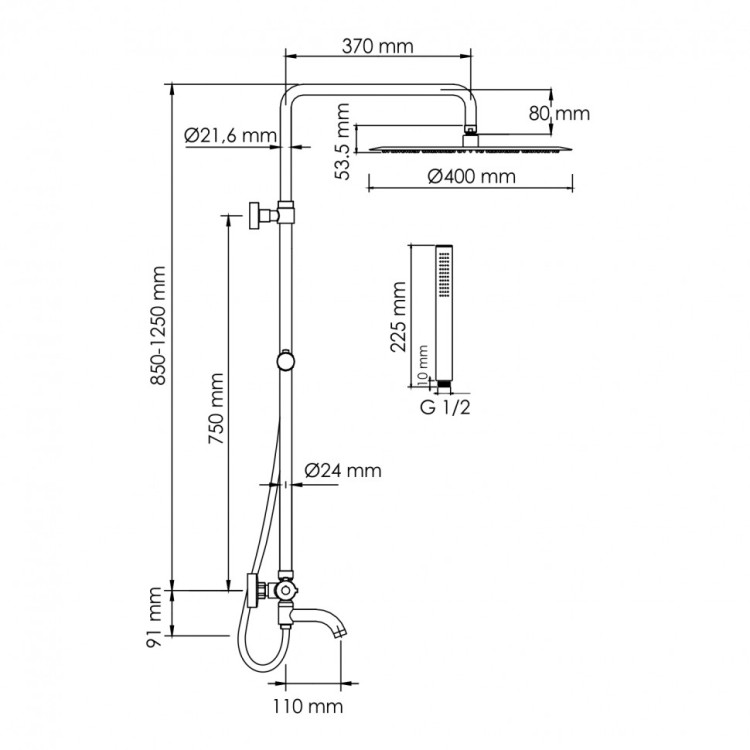 WasserKRAFT A188.117.137.087.CH Thermo Душевой комплект с термостатическим смесителем
