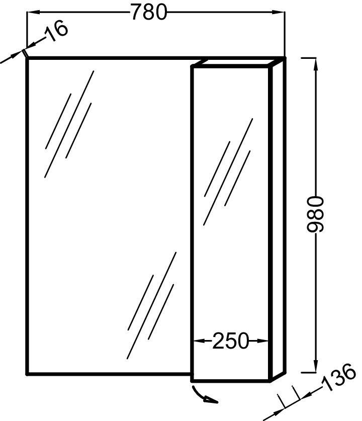 Зеркало 78 см с полками Jacob Delafon SOPRANO EB1336-NF
