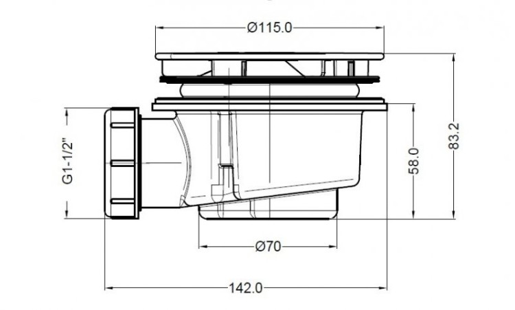 Сифон для душевых поддонов с гидрозатвором универсальный Cezares BB-01-90
