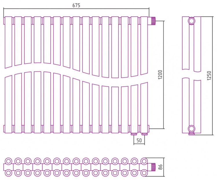 Отопительный радиатор Сунержа Эстет-00 EU50 1200х675 15 секций Золото