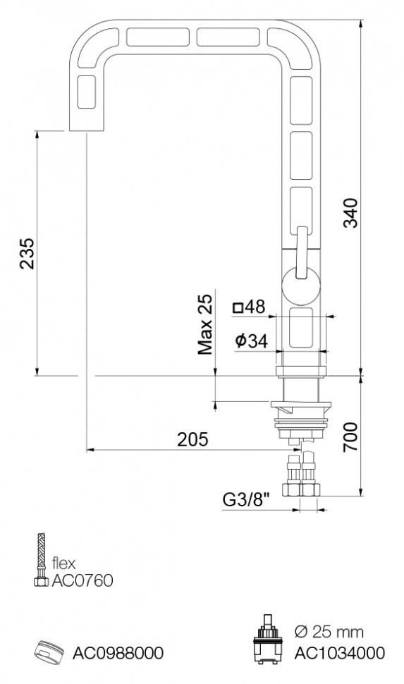 Смеситель для кухни Webert One-A ON920101