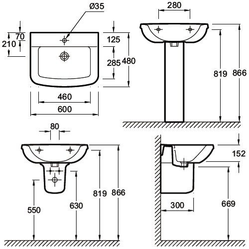 Раковина Jacob Delafon Panache 60 E1435-00