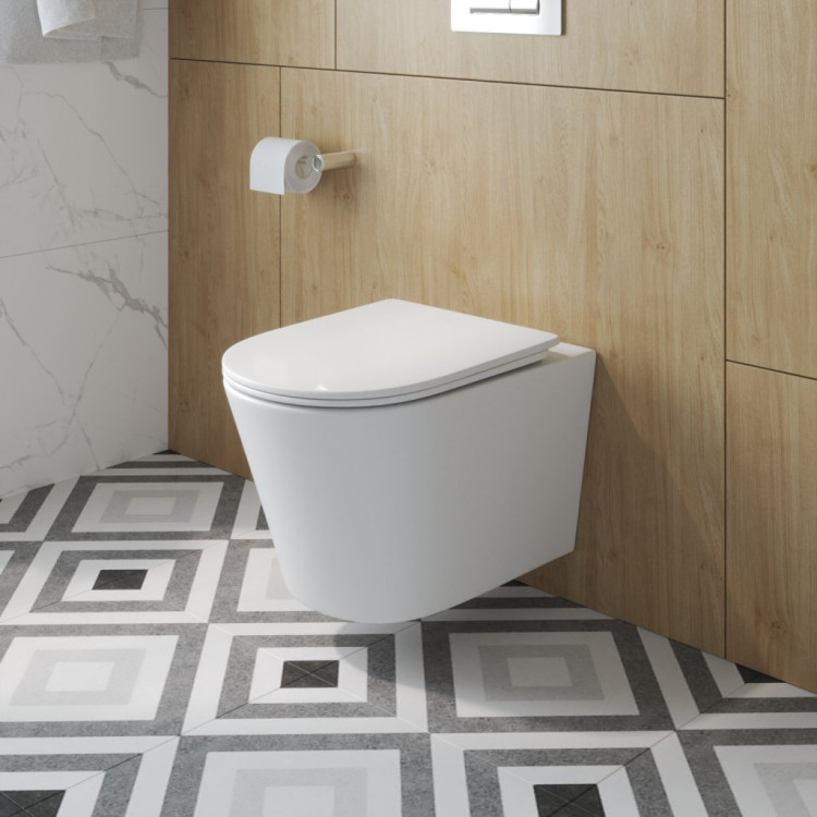 Унитаз подвесной, безободковый, с системой смыва Торнадо, с сиденьем soft close Cezares BB5180CH-TOR/SC