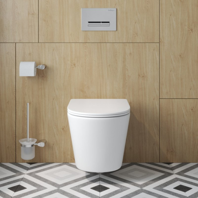 Унитаз подвесной, безободковый, с системой смыва Торнадо, с сиденьем soft close Cezares BB5180CH-TOR/SC