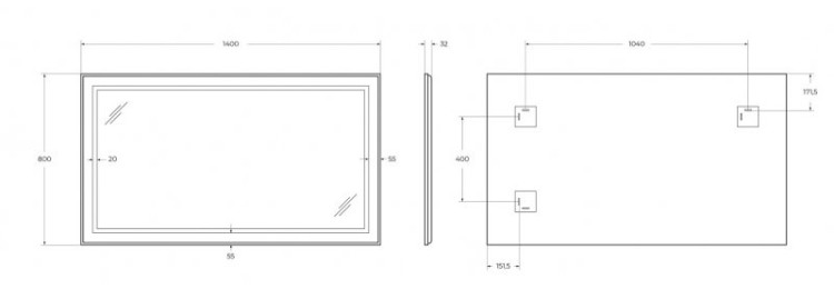 Зеркало в алюминиевой раме со встроенным светильником и сенсорным выключателем по периметру рамы BelBagno SPC-KRAFT-800-800-SENS-NERO