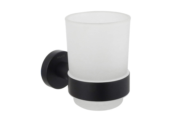 Стакан с держателем Aquatek матовый черный AQ4004MB Вега
