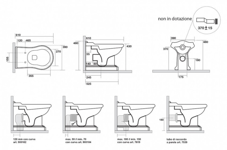 Унитаз Kerasan Retro 1016 приставной