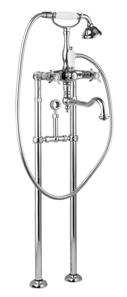 Напольный смеситель для ванны с поворотным изливом,ручным душем и кронштейном для слива-перелива Cezares LORD-VDPS2-03/24-M