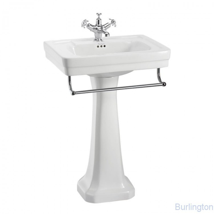 Раковина Contemporary 58 см на 3 отверстия с пьедесталом Regal и полотенцедержателем