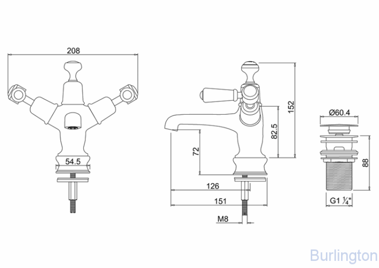 Смеситель для раковины на 1 отверстие Regent, с кнопкой Click-Clack [KER6]