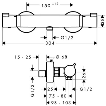 Смеситель для душа Hansgrohe Ecostat Comfort 13116000 с термостатом