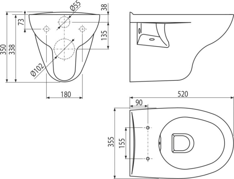 Подвесной унитаз Alcadrain WC RIMFLOW