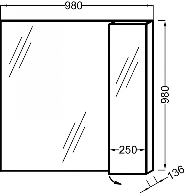 Зеркало 98 см с полками Jacob Delafon SOPRANO EB1337-NF