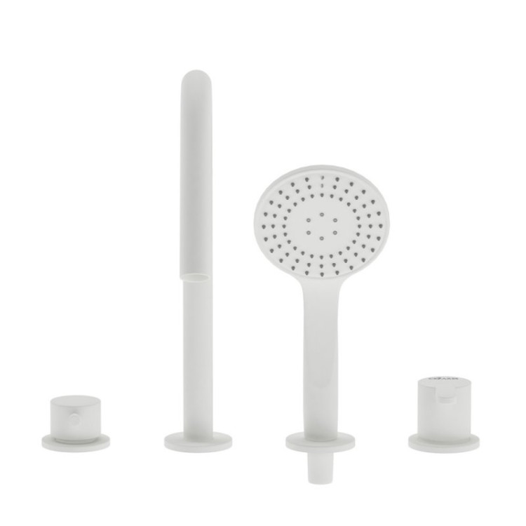 Смеситель на борт ванны с выдвижным душем и переключателем на 4 выхода Cezares LEAF-BVDM4-01