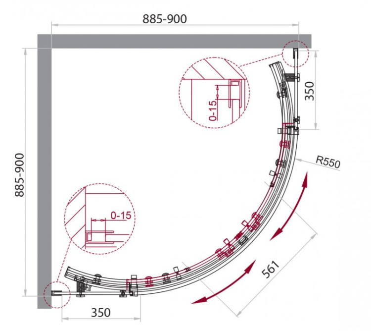 Душевой уголок BELBAGNO ACQUA-R-2 BelBagno ACQUA-R-2-100-C-Cr