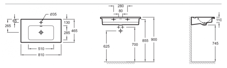 Раковина Jacob Delafon Vox 80 EXAE112-Z-00