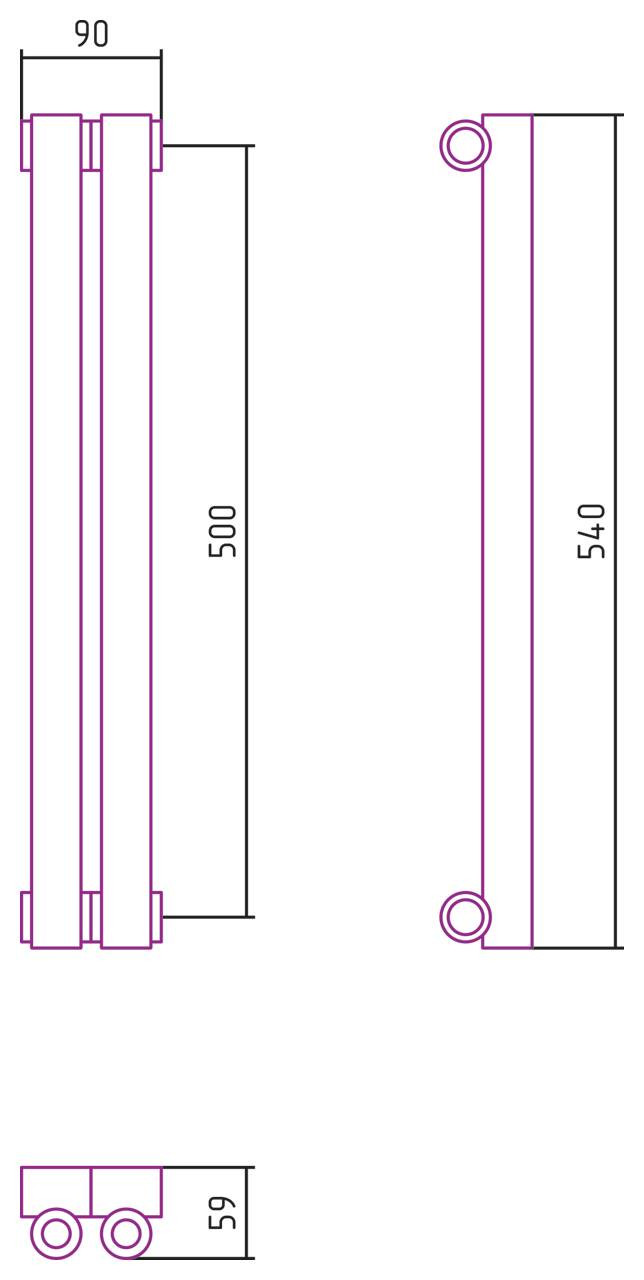 Отопительный радиатор Сунержа Эстет-0 500х90 2 секции Белый