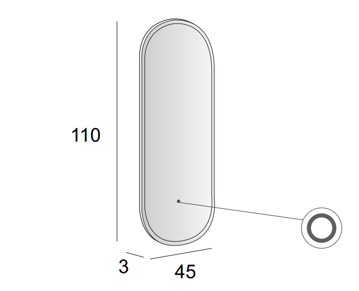 Зеркало со встроенной LED подсветкой без полки Cezares 45095