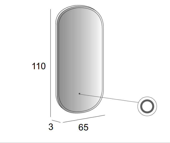 Зеркало со встроенной LED подсветкой без полки Cezares 45095