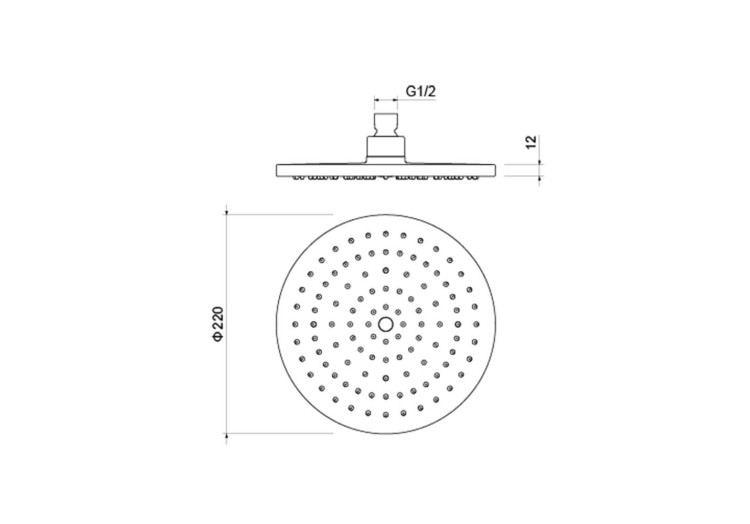 Круглый верхний душ 220*12 мм Aquatek, матовый черный AQ2086MB