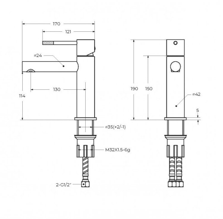 Смеситель для раковины без донного клапана Cezares RELAX-LS2-01-W0
