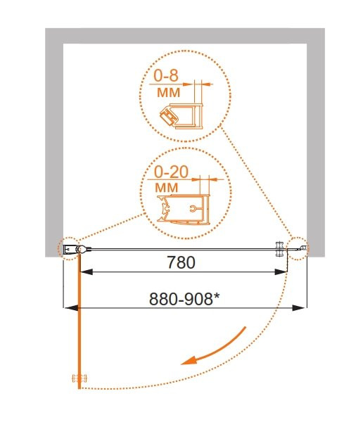 Душевая дверь в нишу ELENA B-1 Cezares ELENA-W-B-1-60-C-Cr