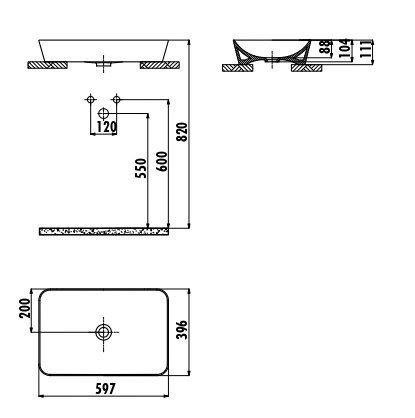 CREAVIT Раковина UL060.G меб (40*60 см) ЖЕМЧУЖНО-БЕЛ. МАТОВЫЙ