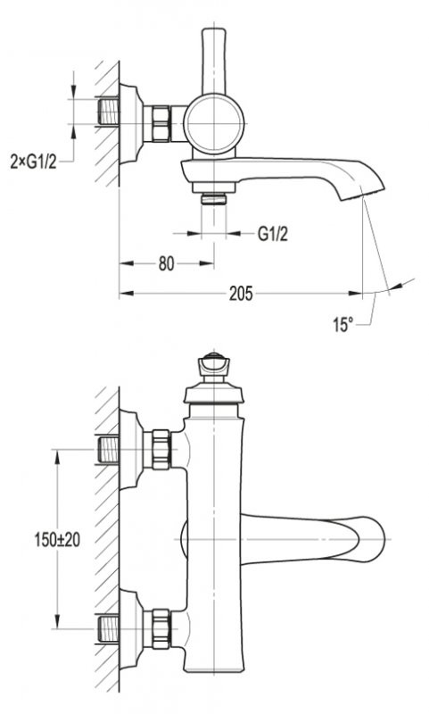 Смеситель для ванны и душа Cezares LIBERTY-F-VD-01