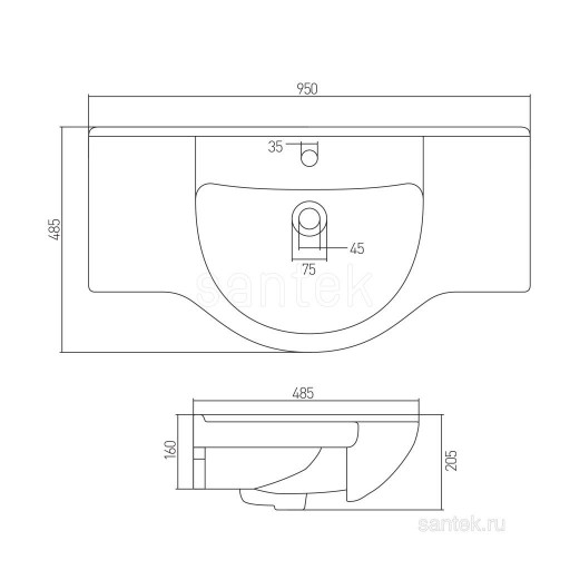 Раковина Aquaton Аквастоун 95 1WH110219