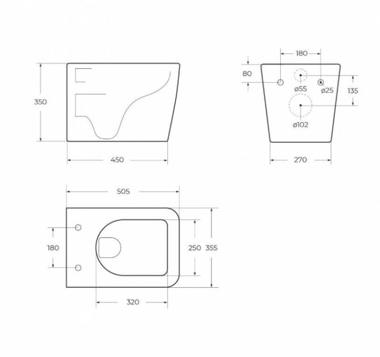 Унитаз подвесной безободковый с креплением BelBagno BB132CHR