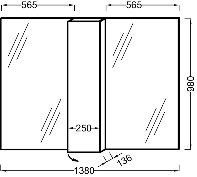 Зеркало 138 см с полками Jacob Delafon SOPRANO EB1338-NF