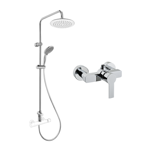 Сет с душевой стойкой System Rain и Flo S