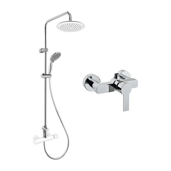 Сет с душевой стойкой System Rain и Flo S