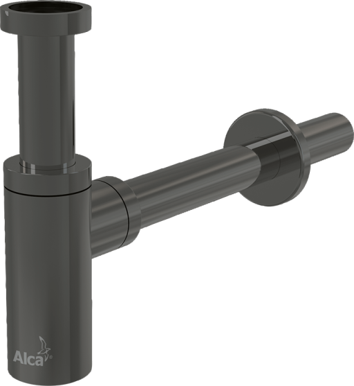 Сифон для умывальника DN32 DESIGN круглый, GUN METAL-глянец Alcadrain A400-GM-P