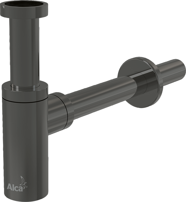 Сифон для умывальника DN32 DESIGN круглый, GUN METAL-глянец Alcadrain A400-GM-P