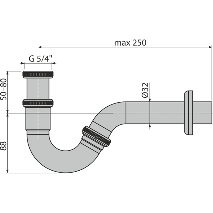 Сифон для биде DN32 металл Alcadrain A45G
