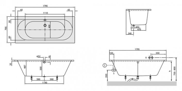 Акриловая ванна Villeroy&Boch O Novo 180x80
