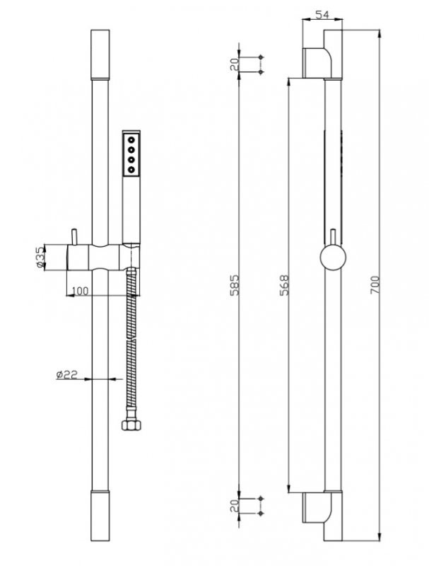 Душевая штанга с подвижным держателем для душа Cezares UNO-SAL-CRM