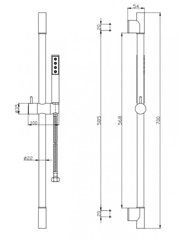 Душевая штанга с подвижным держателем для душа Cezares UNO-SAL-CRM