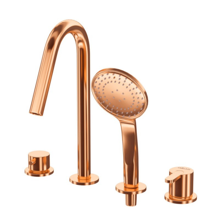 Смеситель на борт ванны с выдвижным душем и переключателем Cezares LEAF-BVDM4-BIO