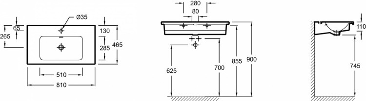 Подвесная раковина-столешница 80 х 46 см Jacob Delafon VOXEXAE112-00